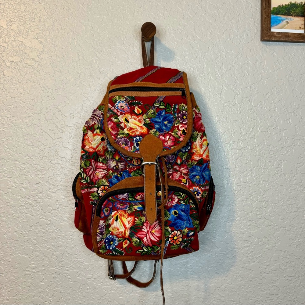 Beautiful Floral Embroidered Backpack - Picture 2 of 12